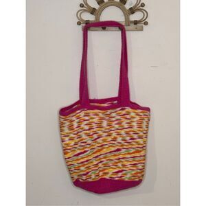Handmade Pink and Yellow Large Crochet Tote